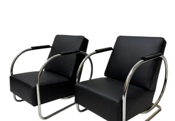 Art Deco Modernist Bauhaus Tubular Steel Lounge Chairs by Frits Kuyken, 1936